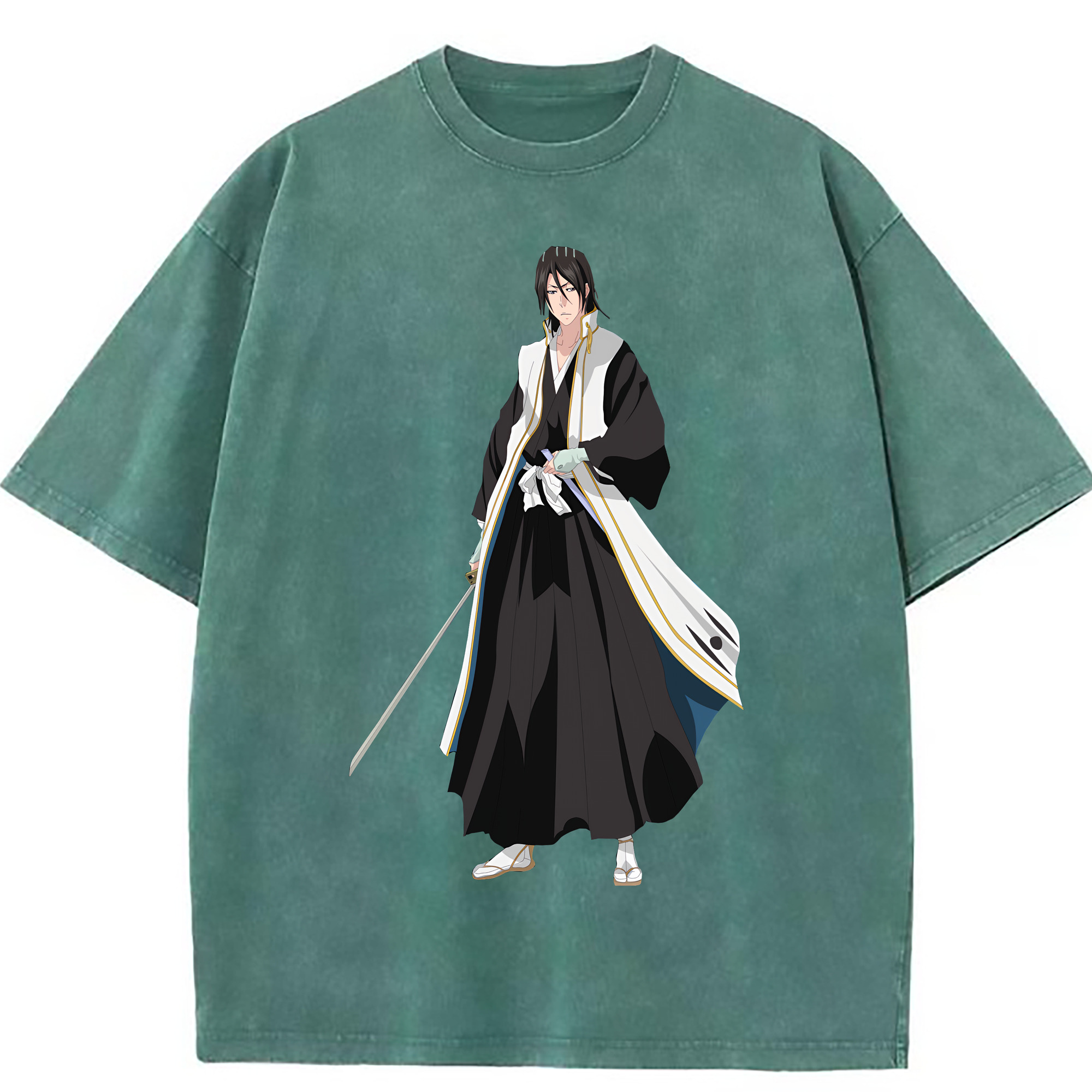 （画像用） ブリーチ くちき びゃくや BLEACH Kuchiki Byakuya 綿100% ヴィンテージ風 半袖Tシャツ（フロントプリント）